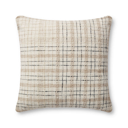 Chris Loves Julia x Loloi Cricket Beige / Black 22'' x 22'' Pillow