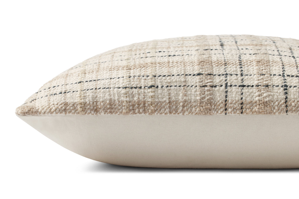 Chris Loves Julia x Loloi Cricket Beige / Black 22'' x 22'' Pillow