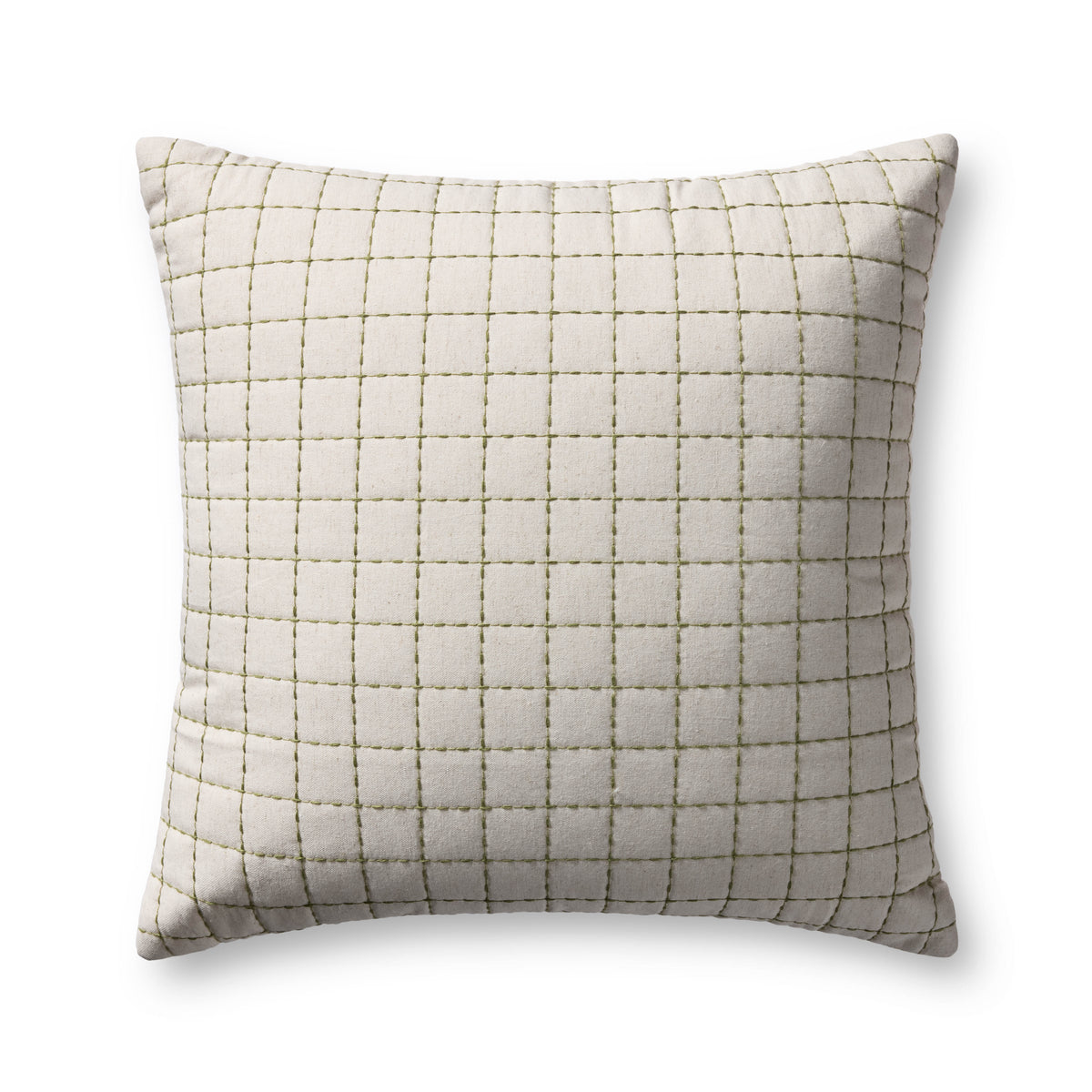 Magnolia Home by Joanna Gaines x Loloi Hattie Natural / Green 22'' x 22'' Pillow
