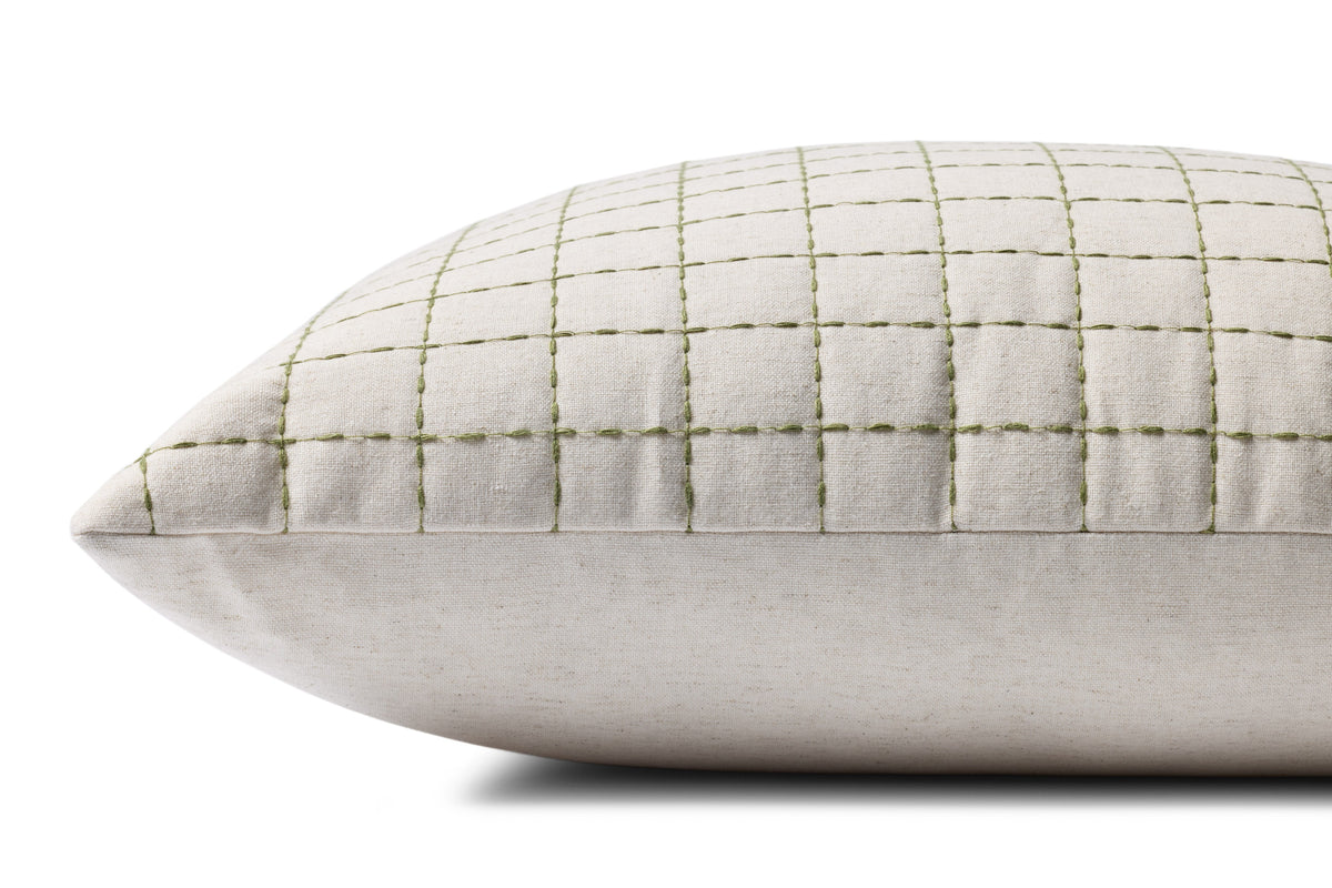 Magnolia Home by Joanna Gaines x Loloi Hattie Natural / Green 22'' x 22'' Pillow