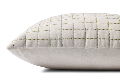 Magnolia Home by Joanna Gaines x Loloi Hattie Natural / Green 22'' x 22'' Pillow