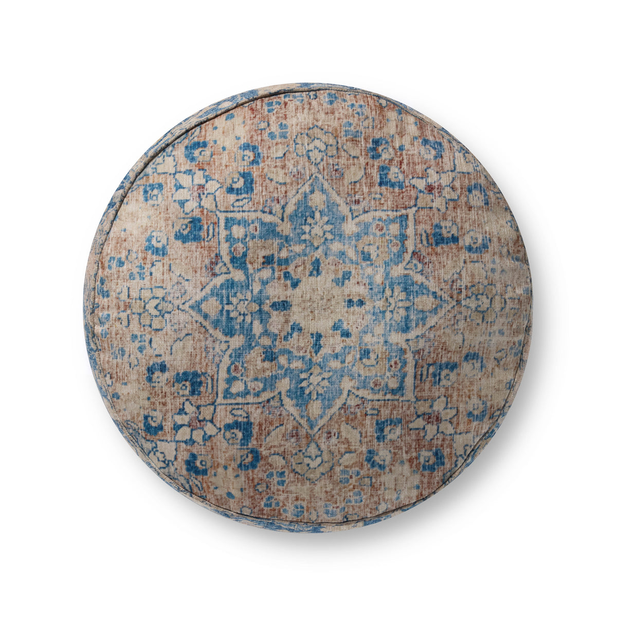 Loloi LPF211 Blue / Tangerine 18x 18 x 20 Pouf