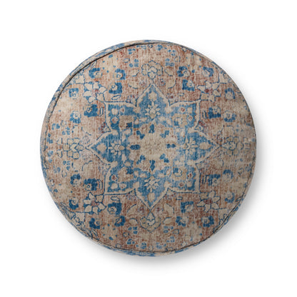 Loloi LPF211 Blue / Tangerine 18x 18 x 20 Pouf