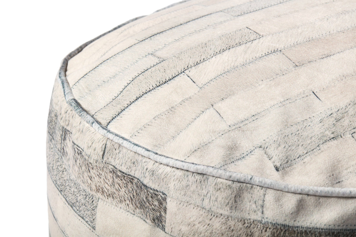 Ivory / Grey 20 x 20 x 20 Pouf