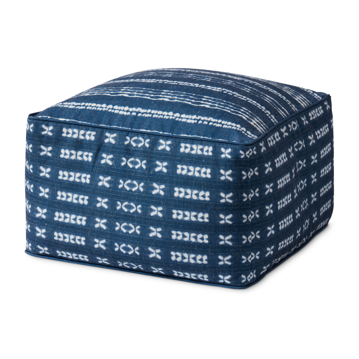 Indigo / Ivory 20 x 20 x 12 Pouf