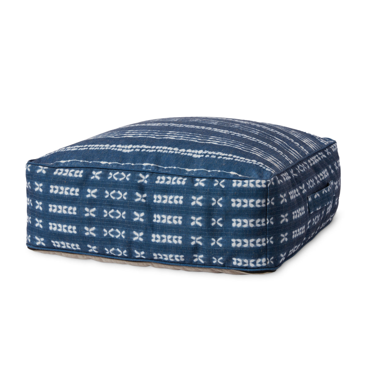 Indigo / Ivory 24 x 24 x 8 Pouf