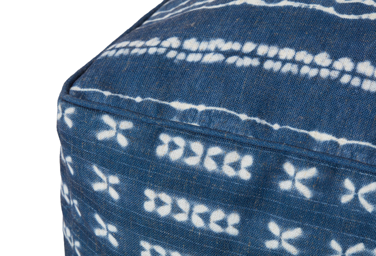 Indigo / Ivory 24 x 24 x 8 Pouf