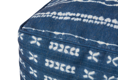 Indigo / Ivory 24 x 24 x 8 Pouf