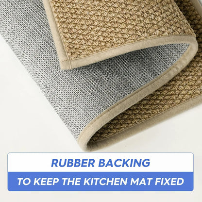 Absorbent Non-Slip Kitchen Floor Mat in Camel | Knotted Pile with Grip Backing | Three Sizes for Kitchen, Entryway & Laundry