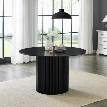 Henriet 48" Black Round Pedestal Dining Table