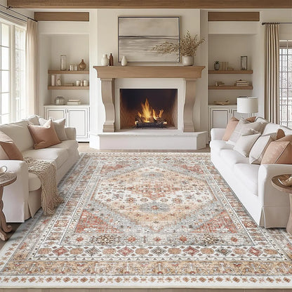 Transform Your Space with the Art&Tuft Vintage Anti-Dust Area Rug - Large, Non-Slip, Machine Washable, and Stain-Resistant for Cozy Indoor Living