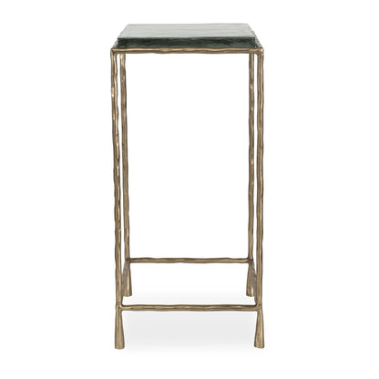 Antiqued Gold Hammered Accent Table