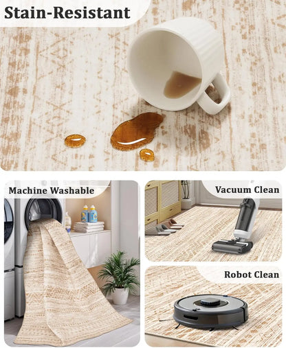 Art&Tuft Moroccan Contemporary Area Rug - Non-Slip, and Machine Washable for Effortless Living