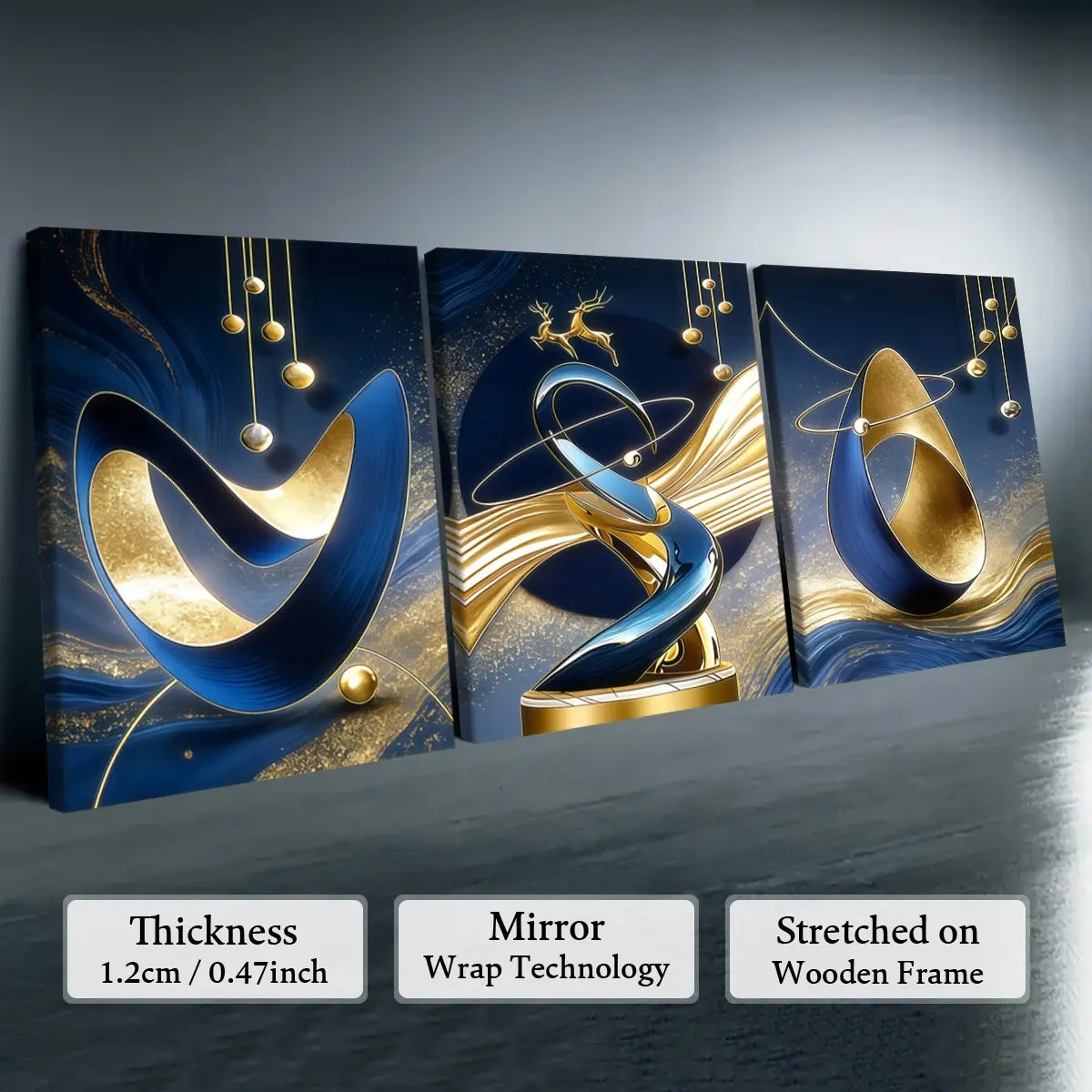 Elevate Your Space with Our 3-Piece Wooden-Frame Canvas Print Set – Stunning Geometric Pattern for Modern Home Decor!