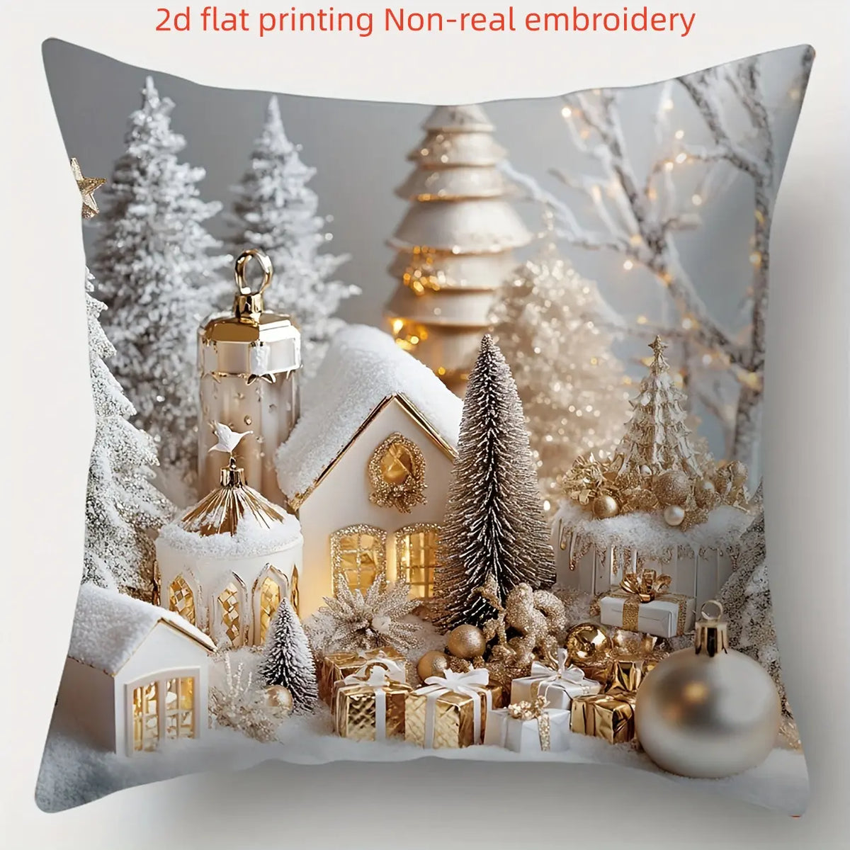 4Pcs Christmas Throw Pillow Covers Featuring Snowmen and Elves