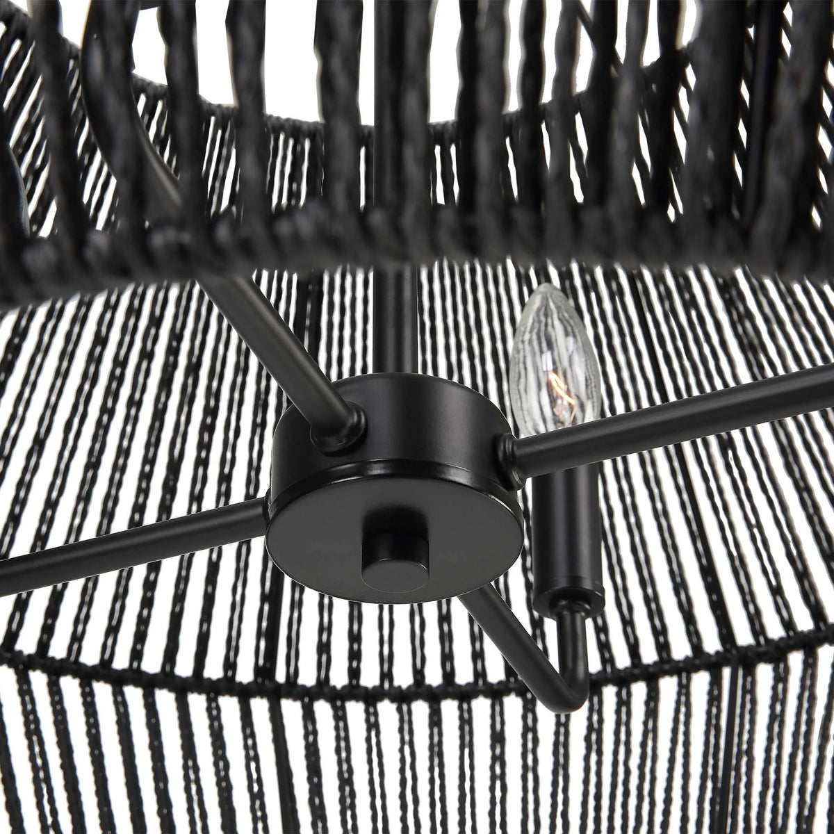 4-Light Black Rope Pendant