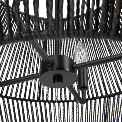 4-Light Black Rope Pendant