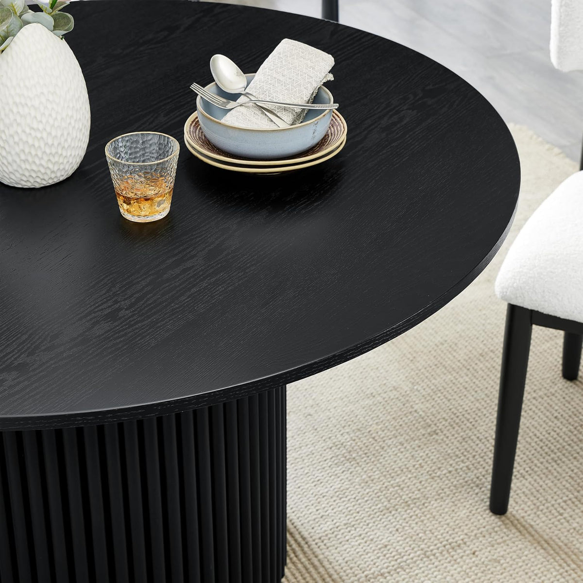 Henriet 48" Black Round Pedestal Dining Table
