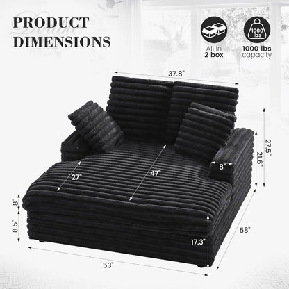 Amopatio Oversized Cloud Couch Bed – Fluffy Upholstered Sleeper Loveseat for Two with Reclining Backrest and Armrests