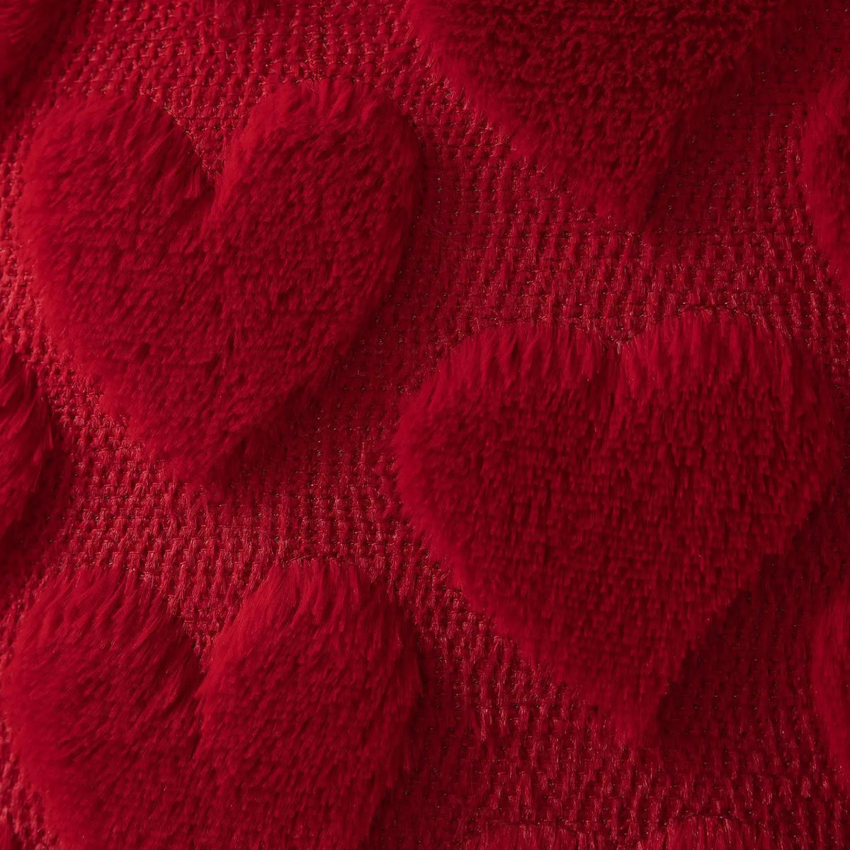 Red Heart Throw Pillow Covers - Set of 2, 18x18 Soft Plush Faux Fur Cushions for Your Sofa, Couch, or Bedroom