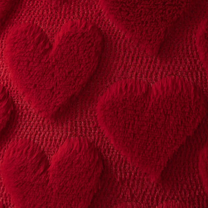 Red Heart Throw Pillow Covers - Set of 2, 18x18 Soft Plush Faux Fur Cushions for Your Sofa, Couch, or Bedroom