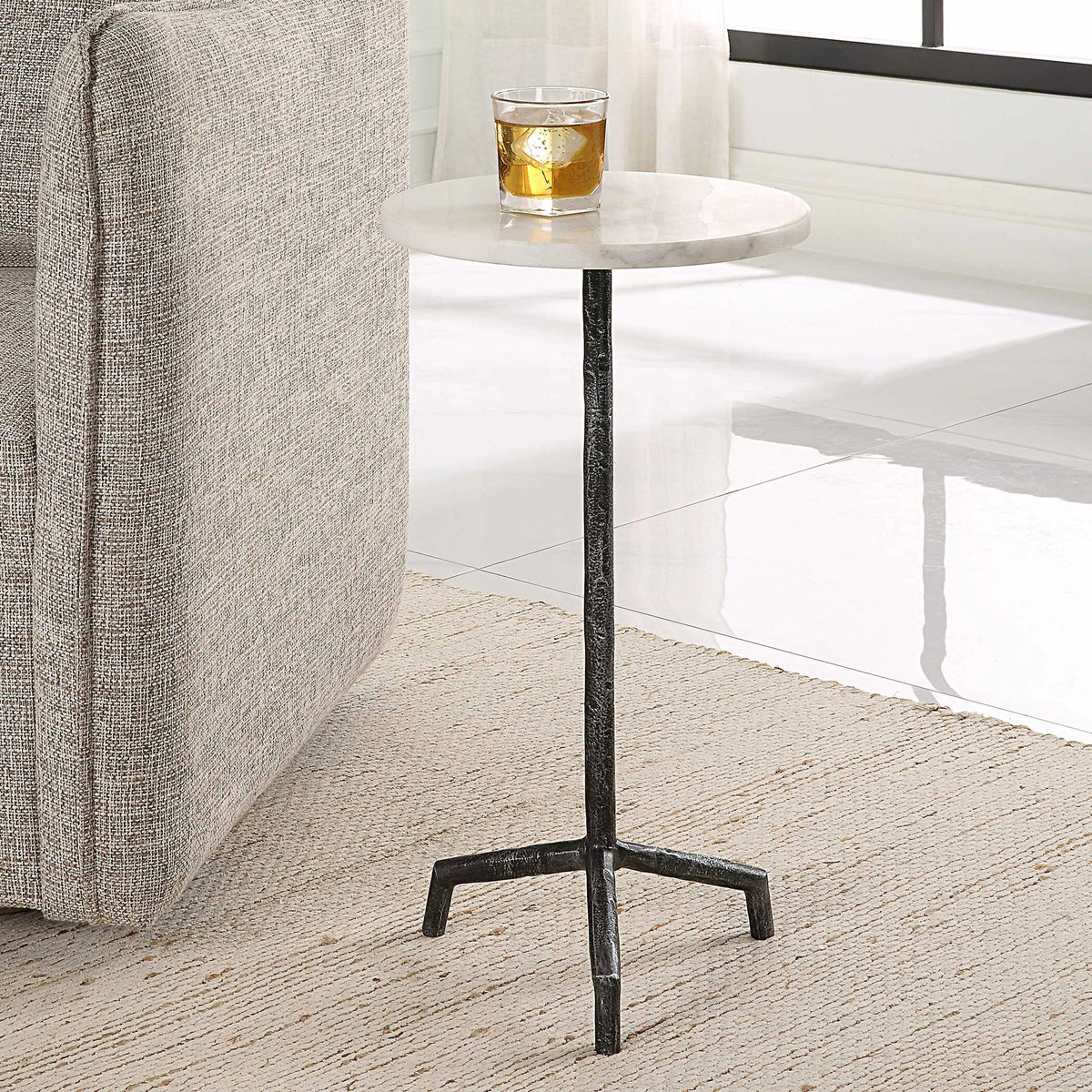 White Marble Drink Table