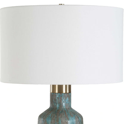Cracked Teal Table Lamp