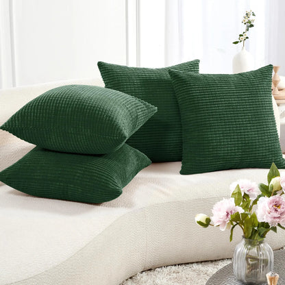 Transform Your Space with Deconovo's Set of 4 Cream Corduroy Striped Throw Pillow Covers - Perfect for Sofa, Couch, or Bed!