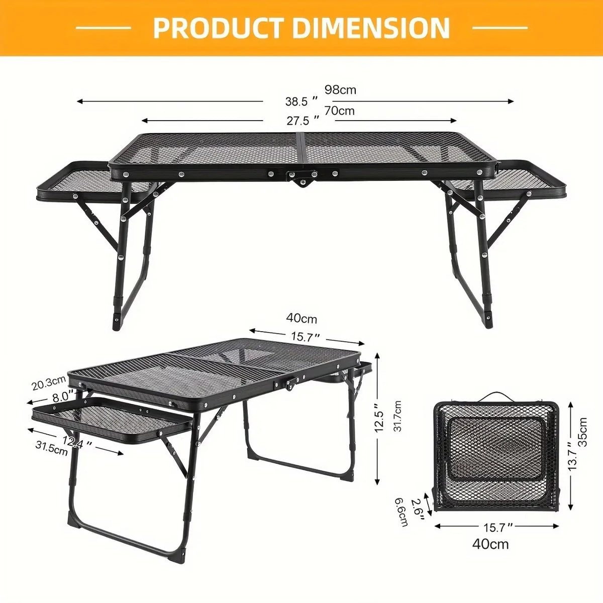 Miaoli Folding Mesh Table | Height-Adjustable, Single or Dual-Wing | Two Sizes
