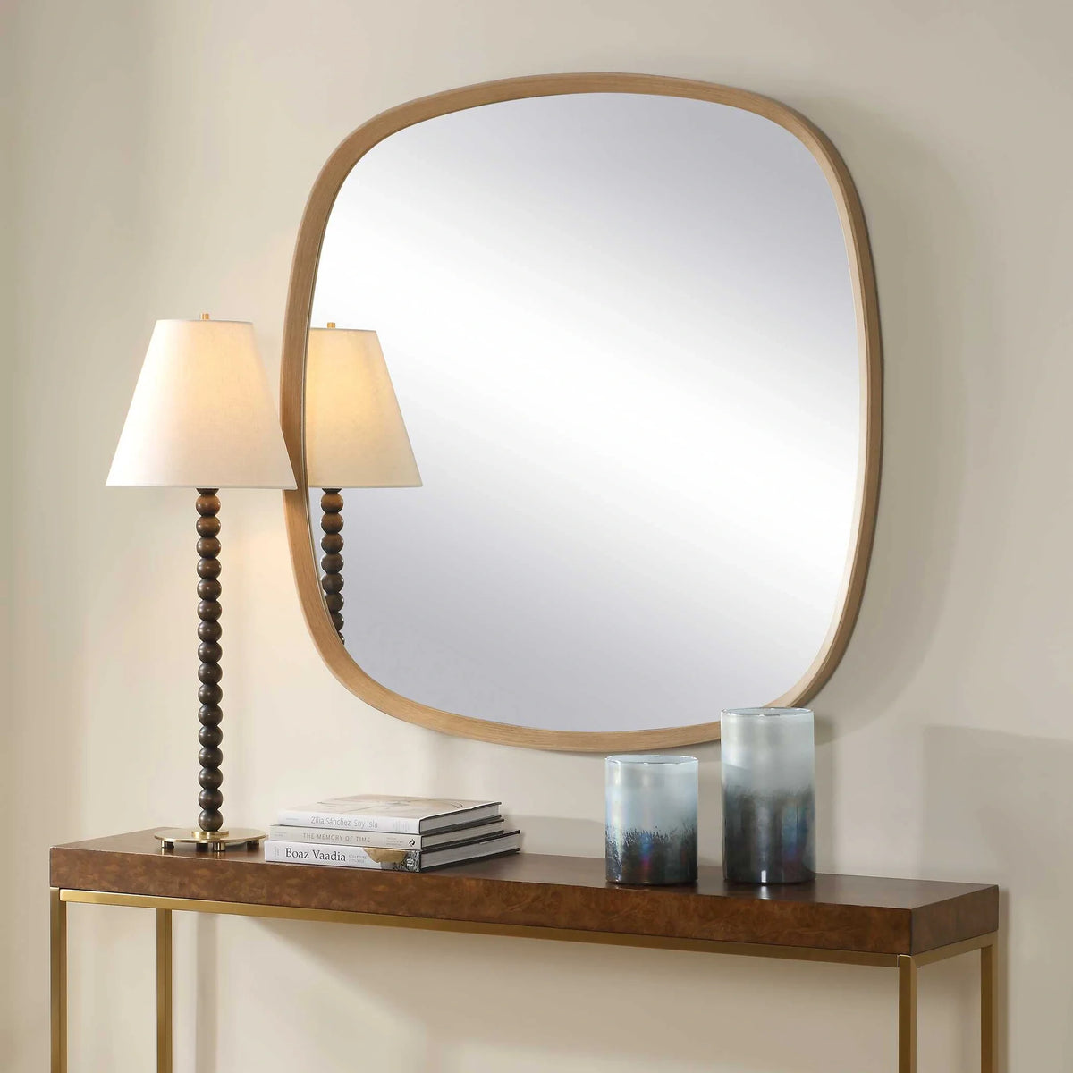 Aged Pinewood Round Mirror