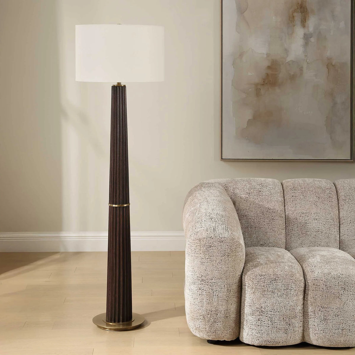 Scalloped Wood Floor Lamp