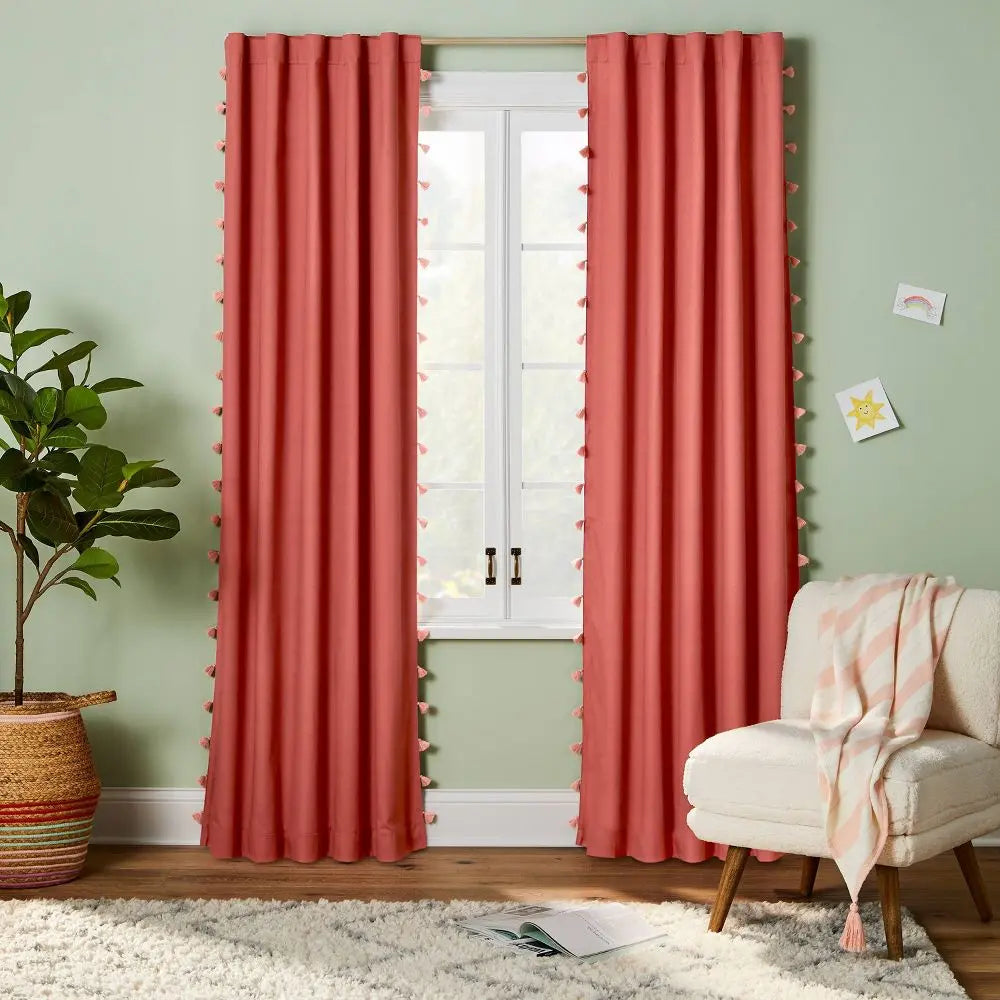 95" Blackout Tassel Curtain Panel by Pillowfort - Functional Sleep Solution