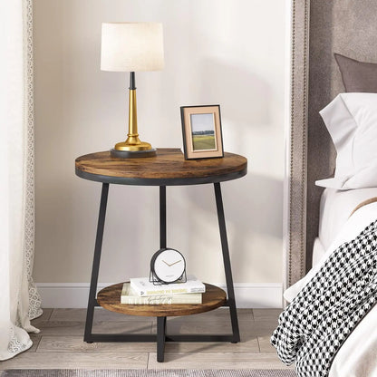 Tribesigns 2-Tier Round End Table with Storage Shelf