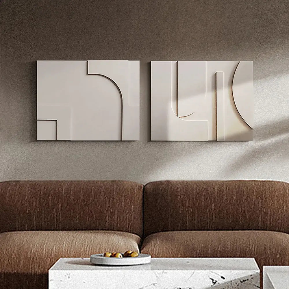 Transform Your Space with the Homary 3-Piece Japandi Geometric Canvas Wall Art Set - Elegant Framed Decor for Modern Homes