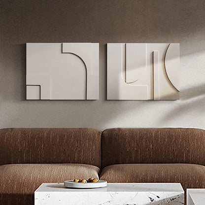 Transform Your Space with the Homary 3-Piece Japandi Geometric Canvas Wall Art Set - Elegant Framed Decor for Modern Homes