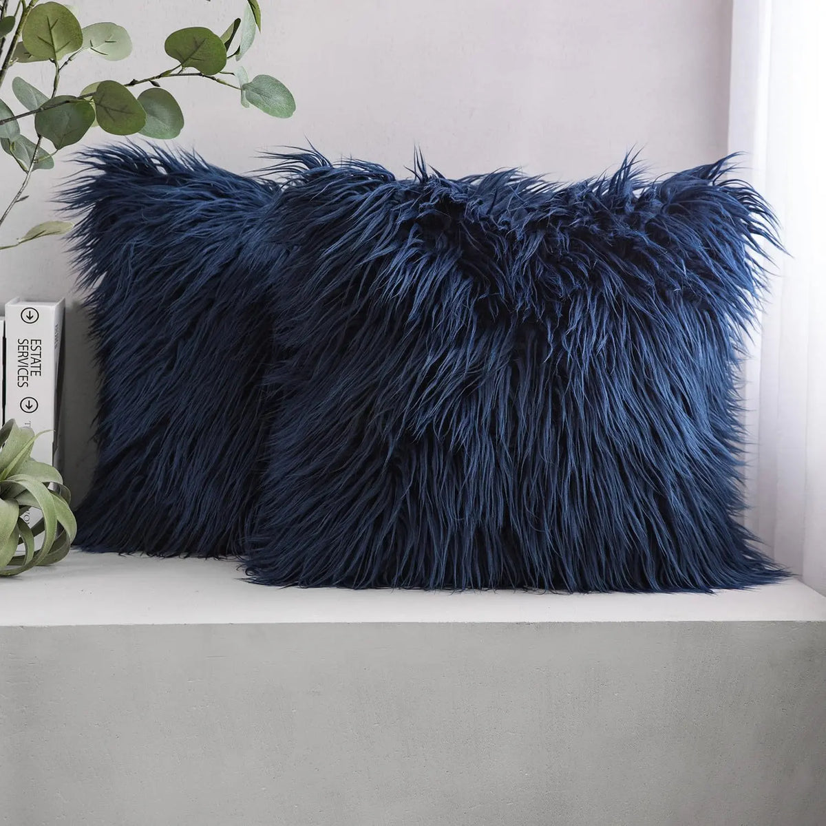 Pack of 2 Faux Fur Throw Pillow Covers - 18X18 Inch, Soft Polyester, Top Grade Materials, Machine Washable, Perfect for All Seasons