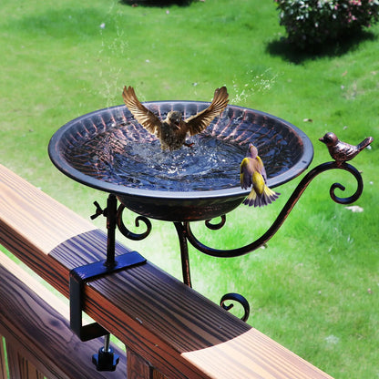 Solar Bird Bath Fountain - Bronze Metal Design for Your Patio or Balcony