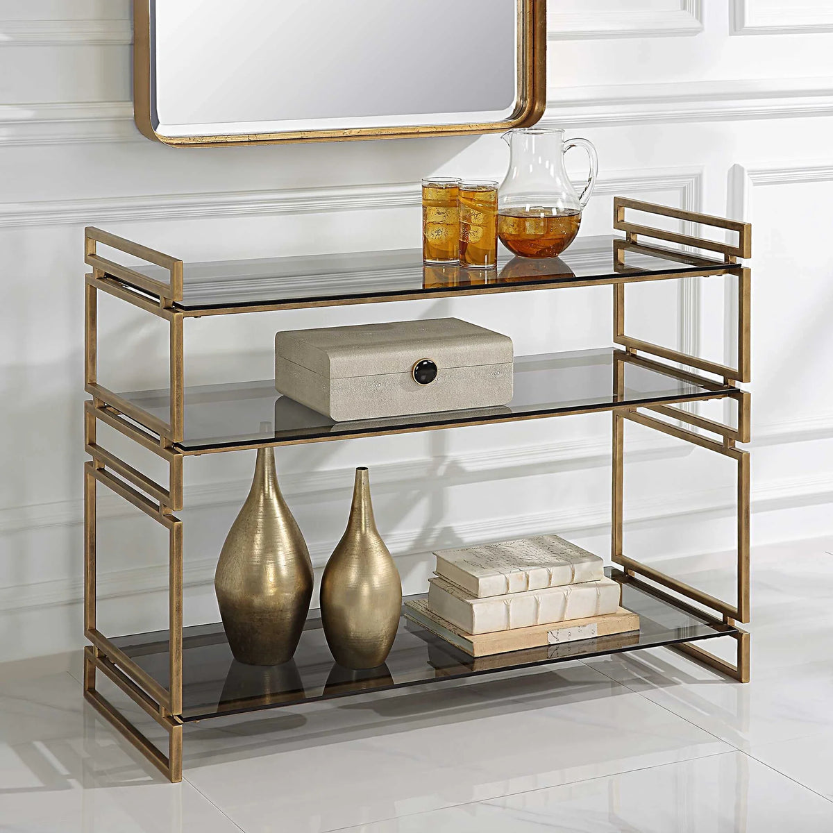 Gray Glass Console Table