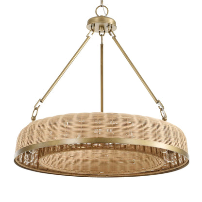 9 Light Round Wicker Pendant