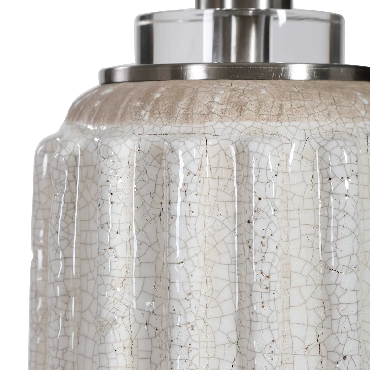 White Crackle Table Lamp