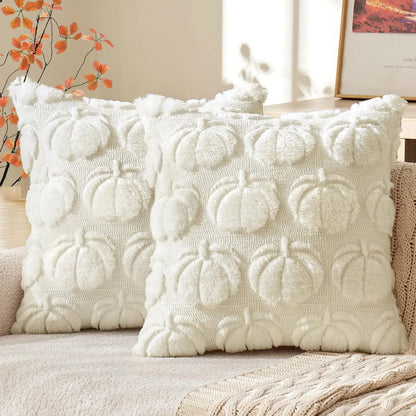 Set of 2 Fall Throw Pillow Covers 18X18 Pumpkin Design – Cozy Autumn Decor for Sofa, Couch & Porch