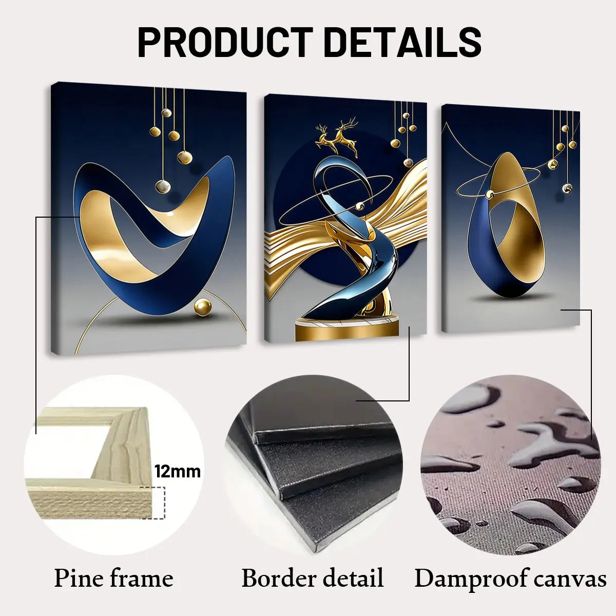 3-Piece Wooden-Frame Canvas Print Set