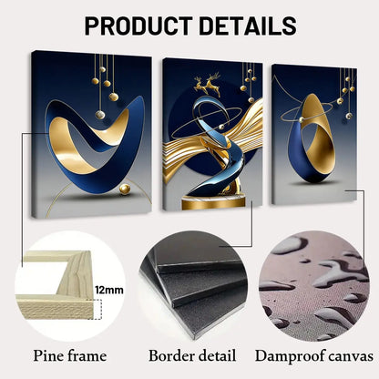 3-Piece Wooden-Frame Canvas Print Set