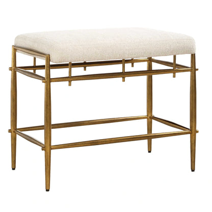 Plush White Small Brass Bench