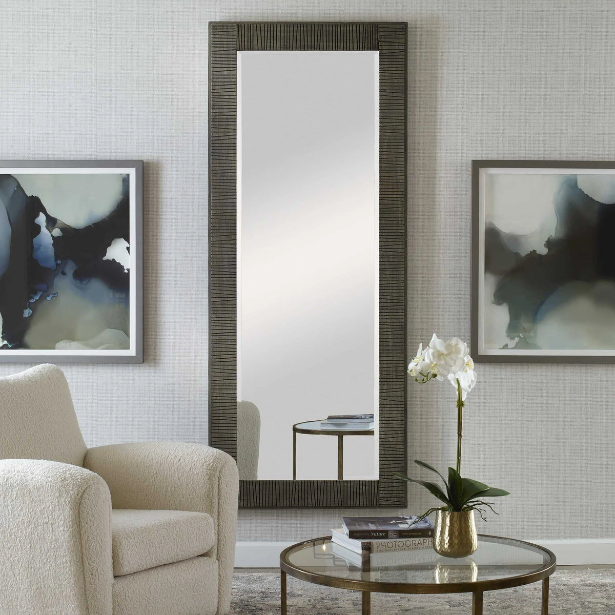 Oversized Carved Wood Mirror