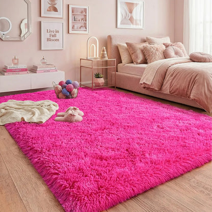 Black Soft Fluffy Shag Area Rug