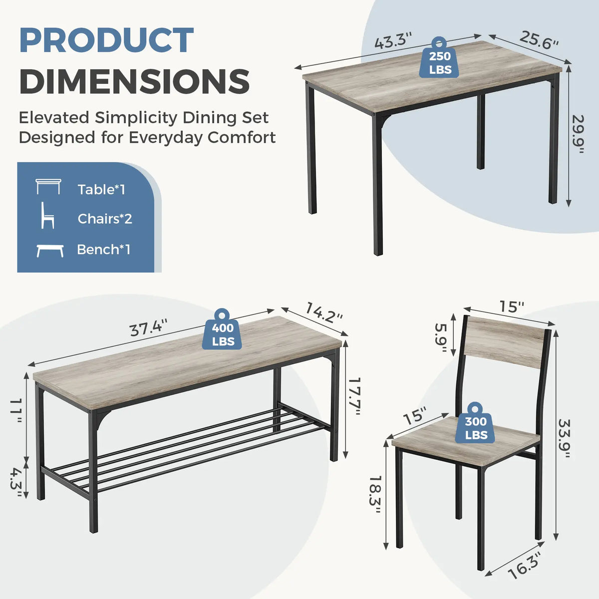 Space-Saving Dining Table Set for 4