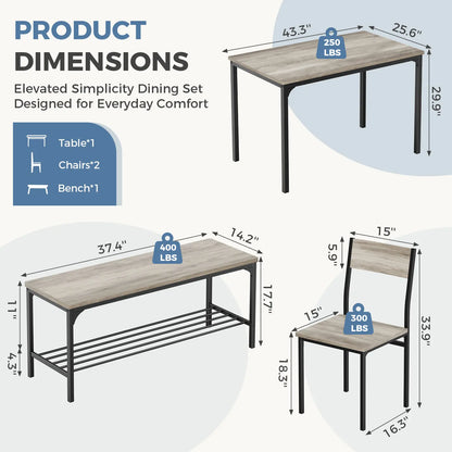 Space-Saving Dining Table Set for 4