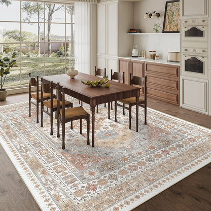 Art&Tuft Vintage Anti-Dust Area Rug - Large, Non-Slip, Machine Washable, and Stain-Resistant for Indoor Living