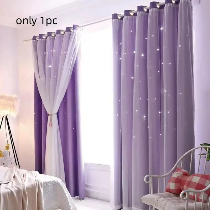 Double Layer Blackout Curtains | Thermal Insulated, Pink | Wide Size Range, Set of 2